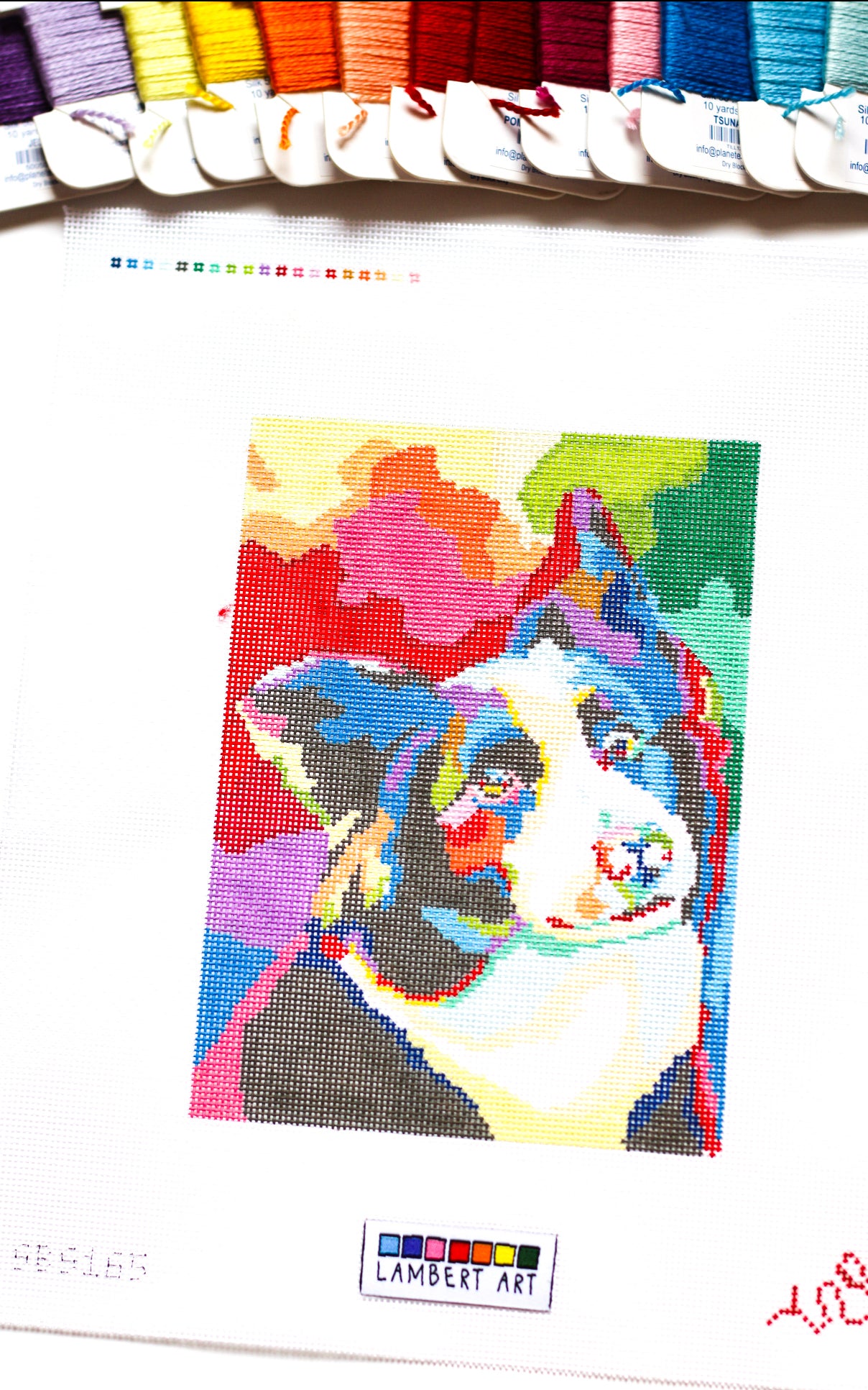Lambert Art Border Collie Pet Portrait Hand Painted Needlepoint Canvas