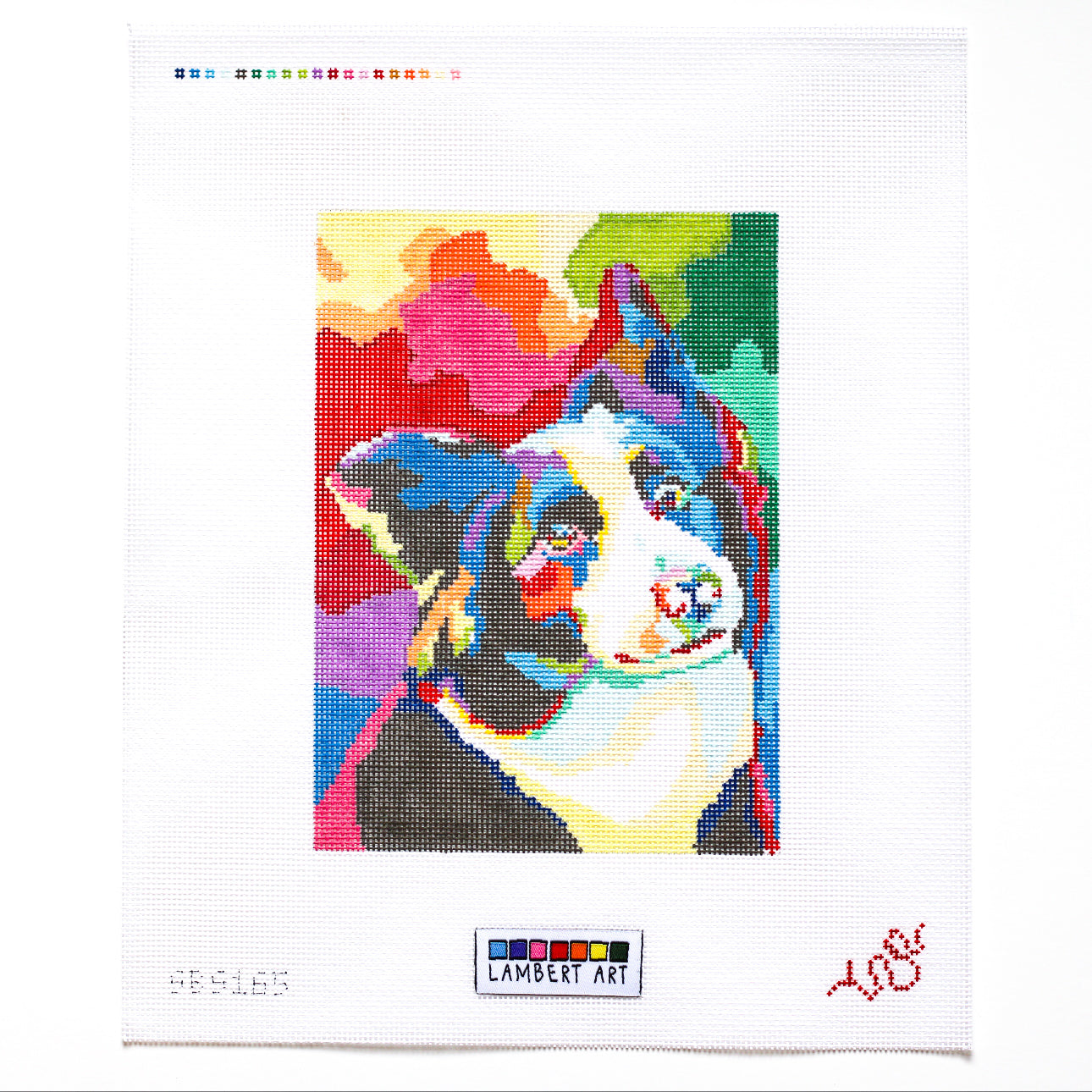 Lambert Art Border Collie Pet Portrait Hand Painted Needlepoint Canvas