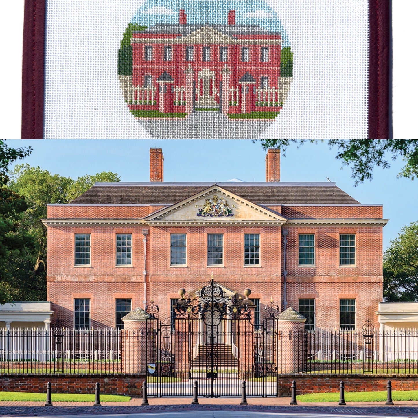 New Bern’s Tryon Palace 4” Round Needlepoint Canvas