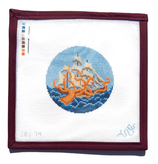 The Kraken Needlepoint Canvas 4” Round