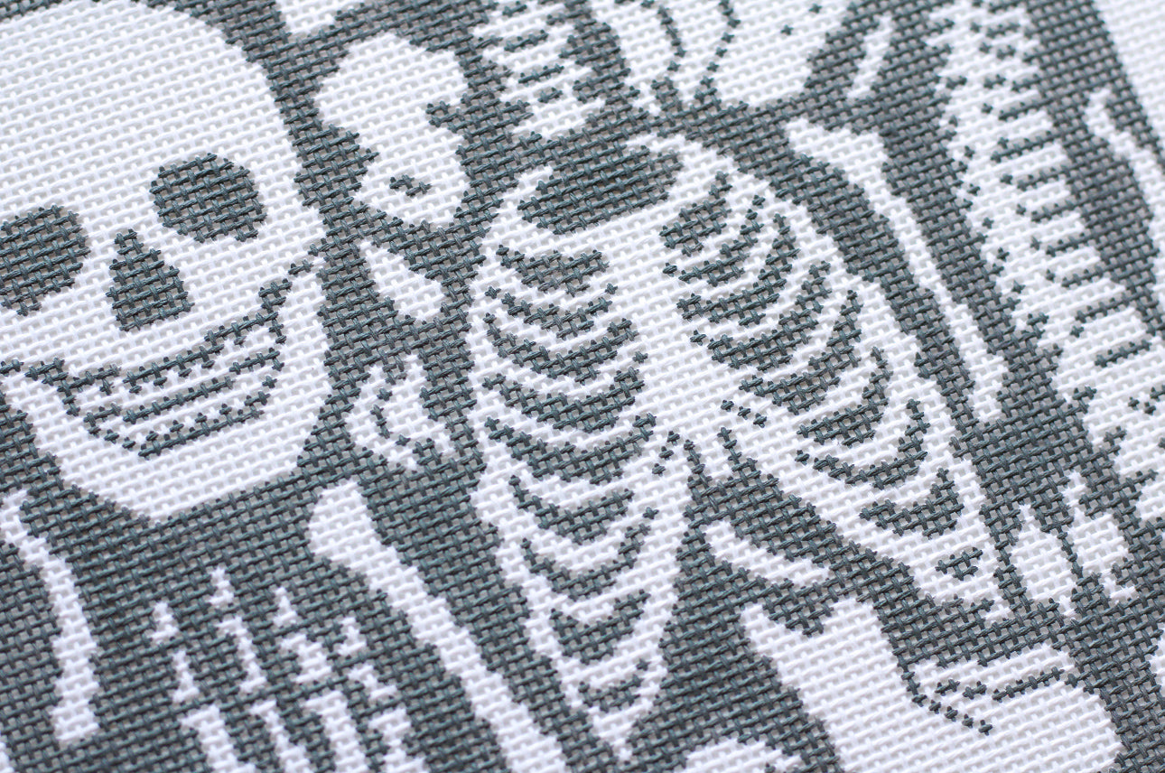 Scattered Skeleton Hand Painted Needlepoint Canvas 8x8” on 13 mesh