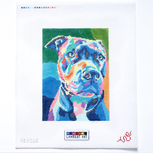Lambert Art Pit Bull Pet Portrait Needlepoint Canvas