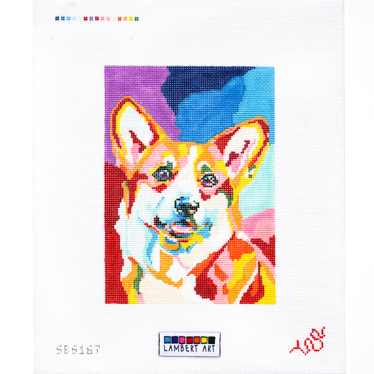 Lambert Art Corgi Pet Portrait Needlepoint Canvas