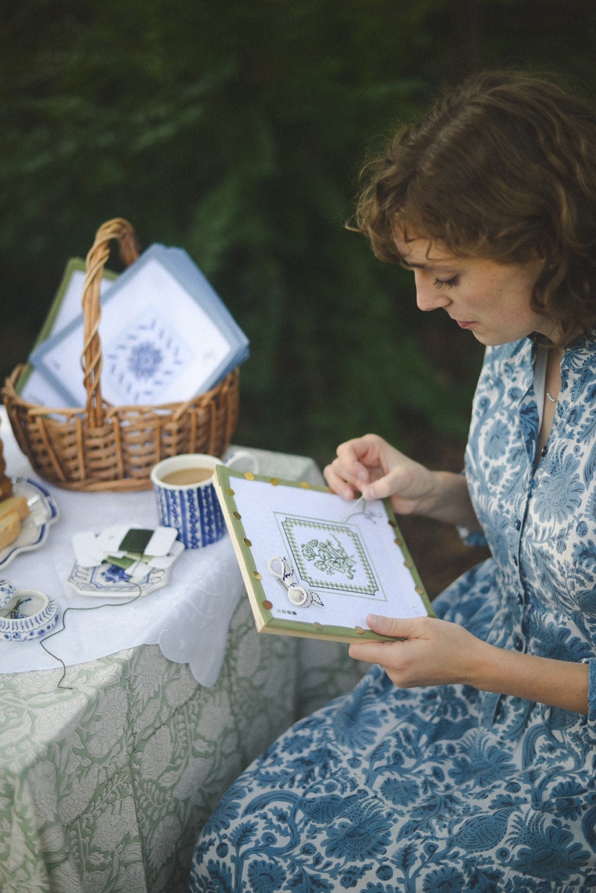 Forget-Me Knot in Indigo Needlepoint Canvas and Threads