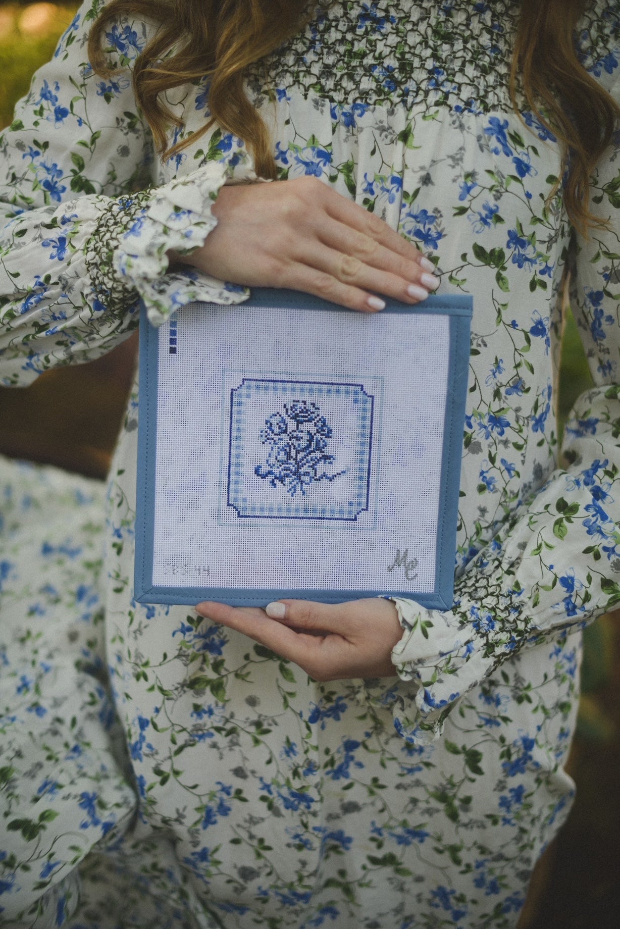 Forget-Me Knot in Indigo Needlepoint Canvas and Threads