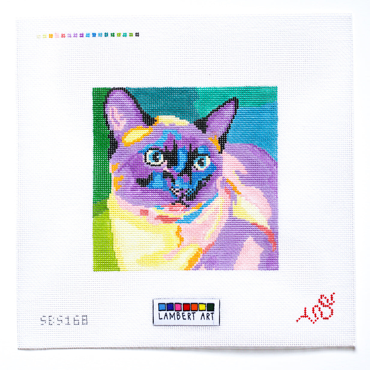 Lambert Art Siamese Cat Pet Portrait Hand Painted Needlepoint Canvas