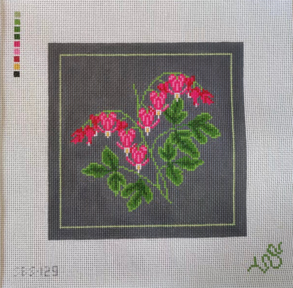 Bleeding Heart Hand Painted Needlepoint Canvas