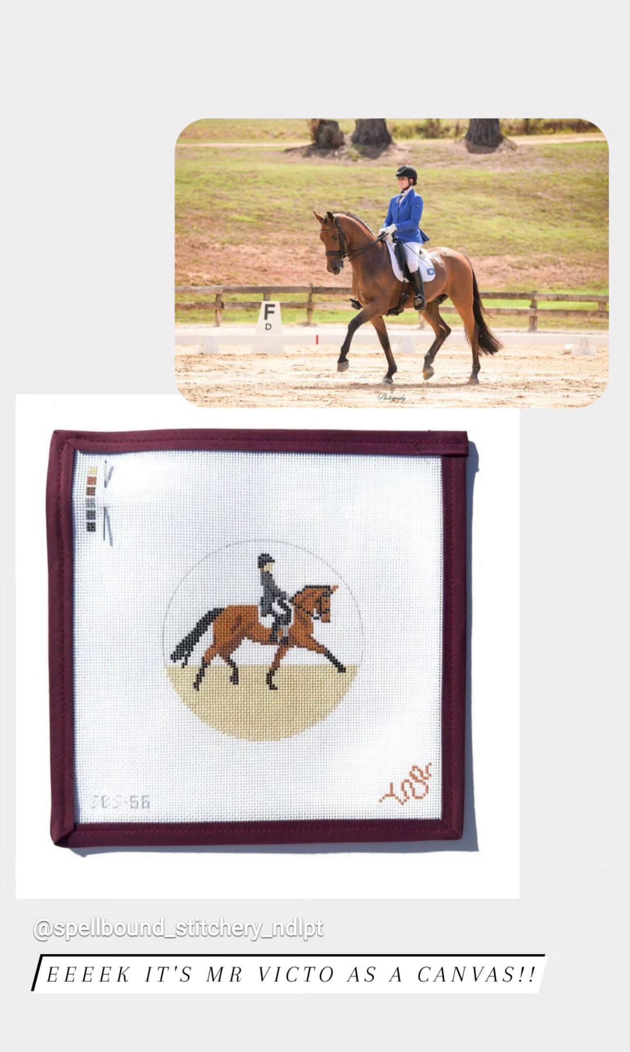 Dressage 4" Round Needlepoint Canvas