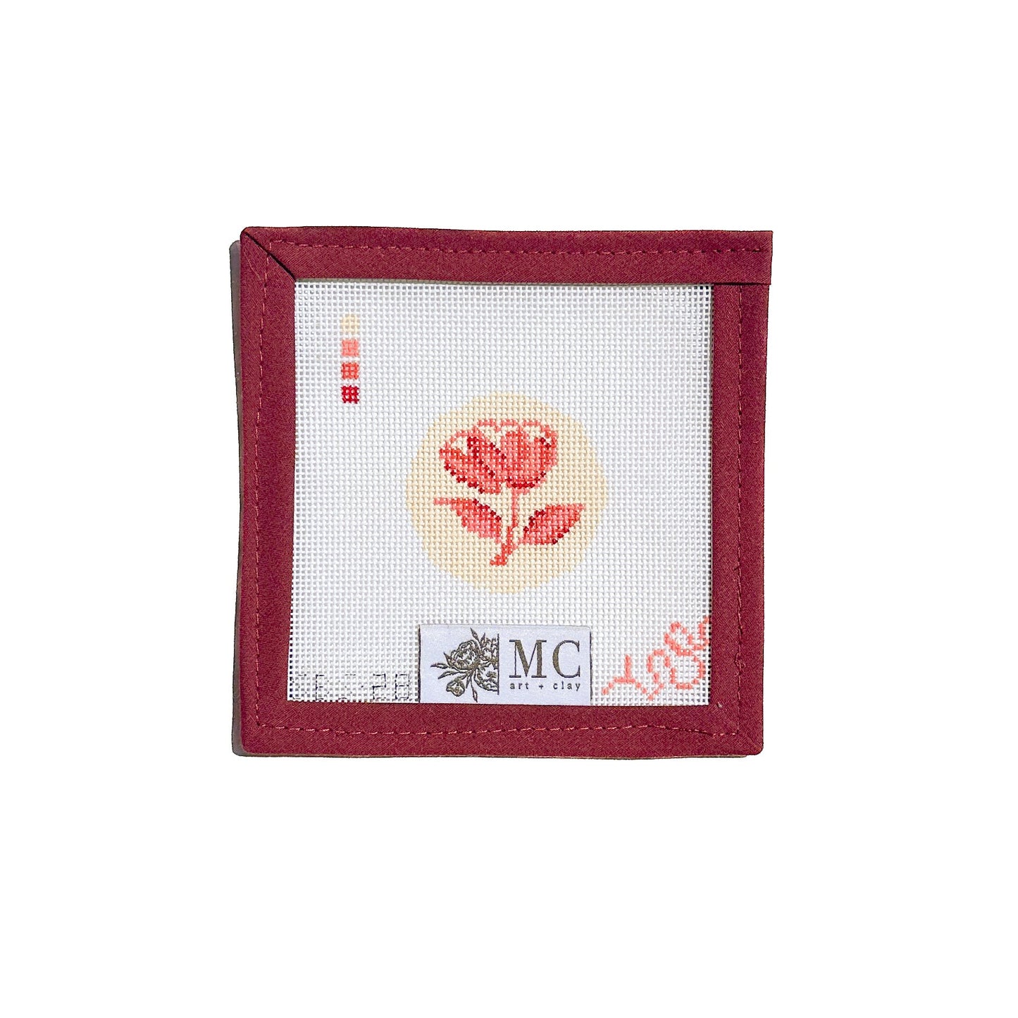 Flower Charm in Blush Needlepoint Canvas
