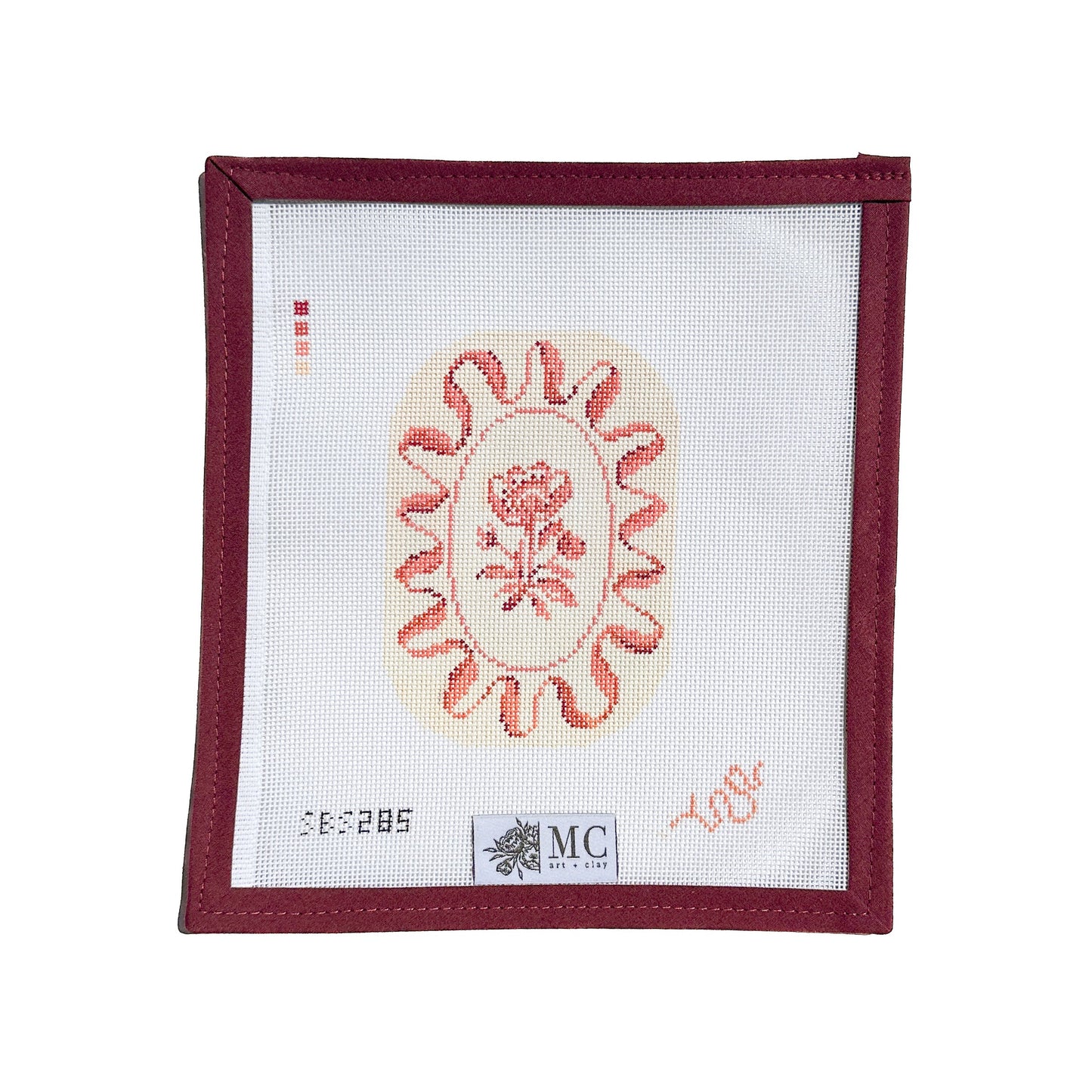 Camelia Waves in Blush Needlepoint Canvas