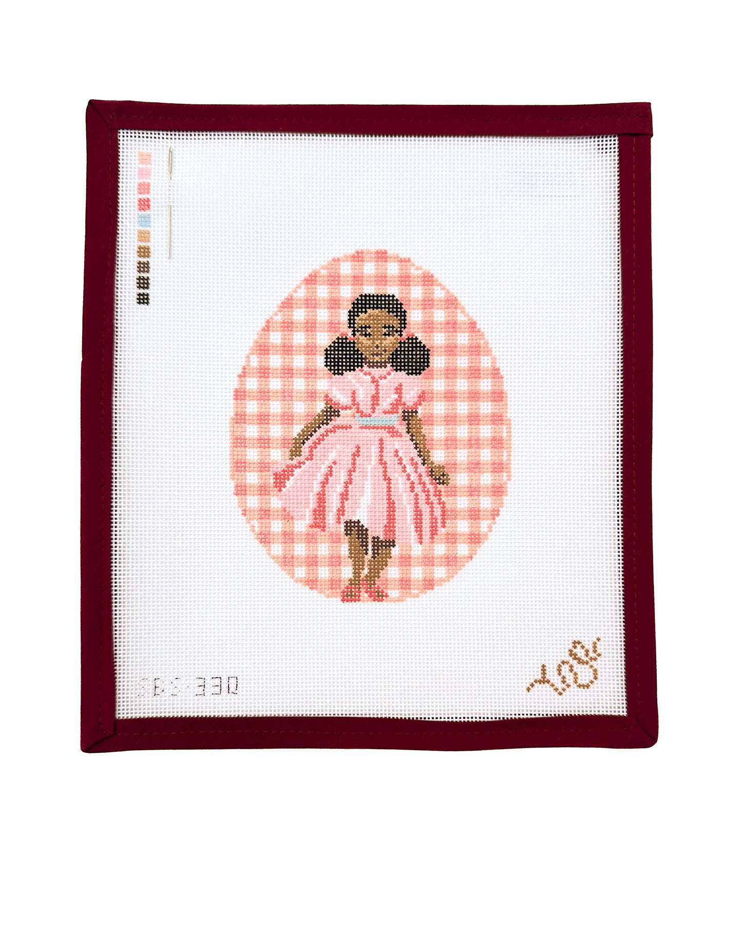Easter Egg Needlepoint Canvas - Girl in Easter Sunday Best