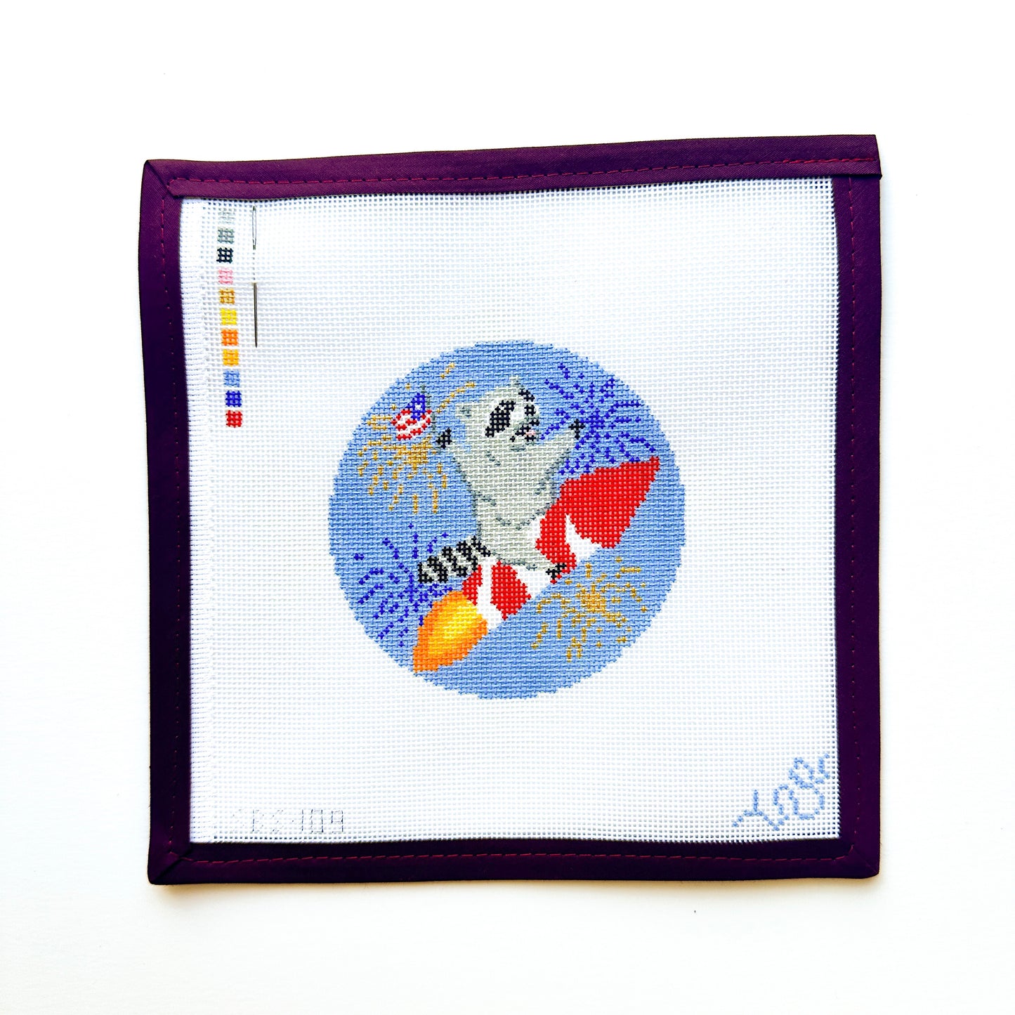 "Sparky" Rocket Raccoon Needlepoint Canvas + Stitch Guide