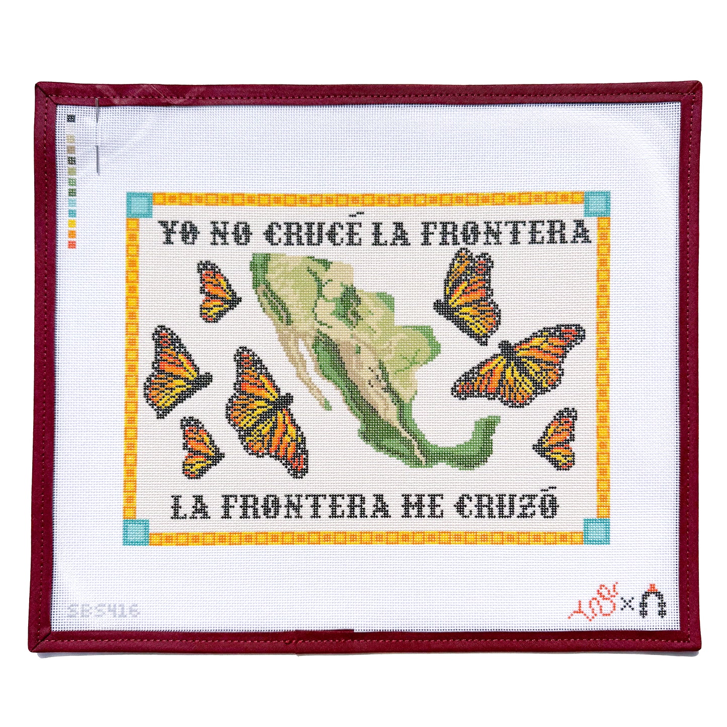 "La Frontera Me Cruzó" Needlepoint Canvas