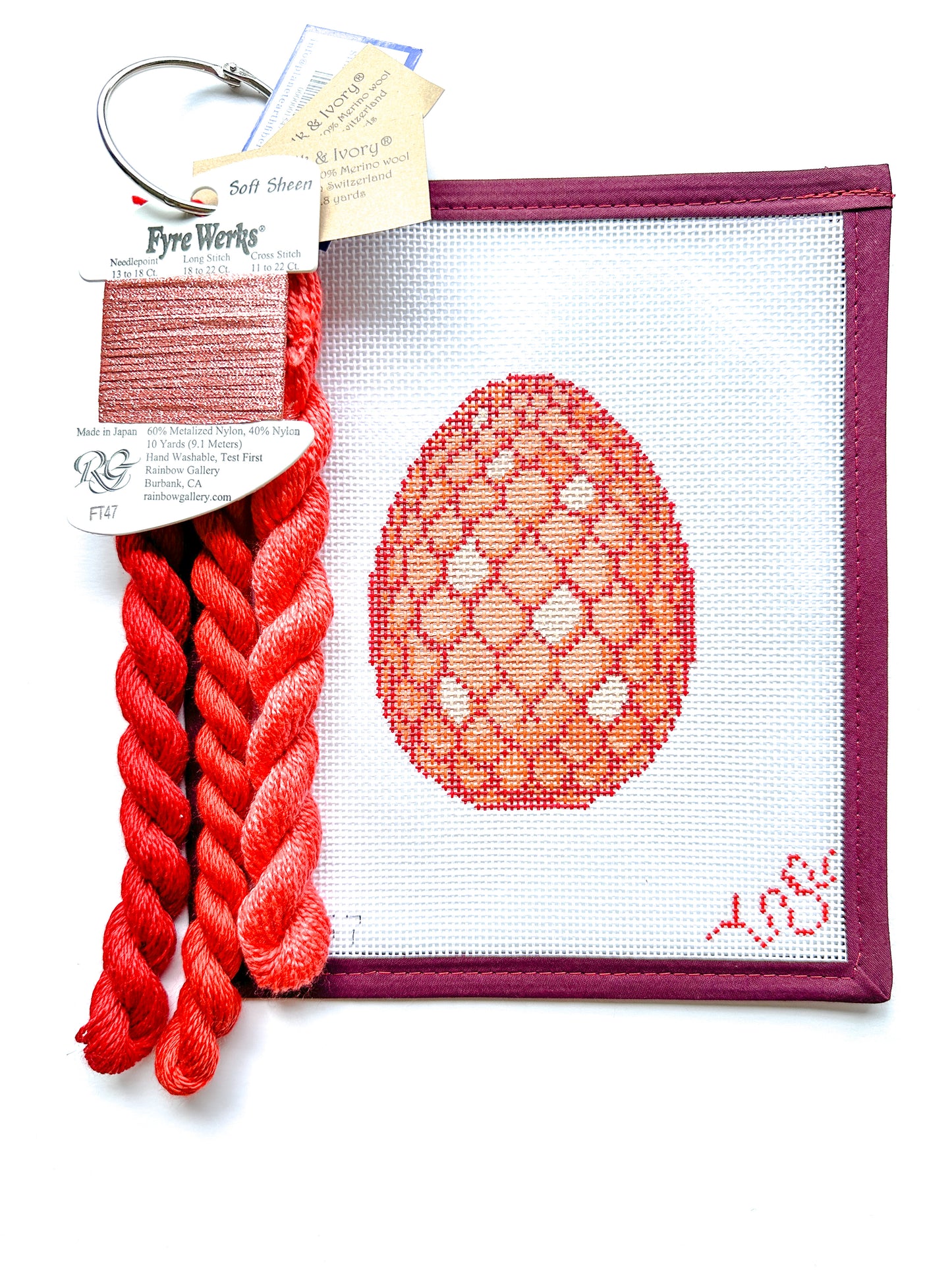Dragon Egg Hand Painted Needlepoint Canvas and Threads