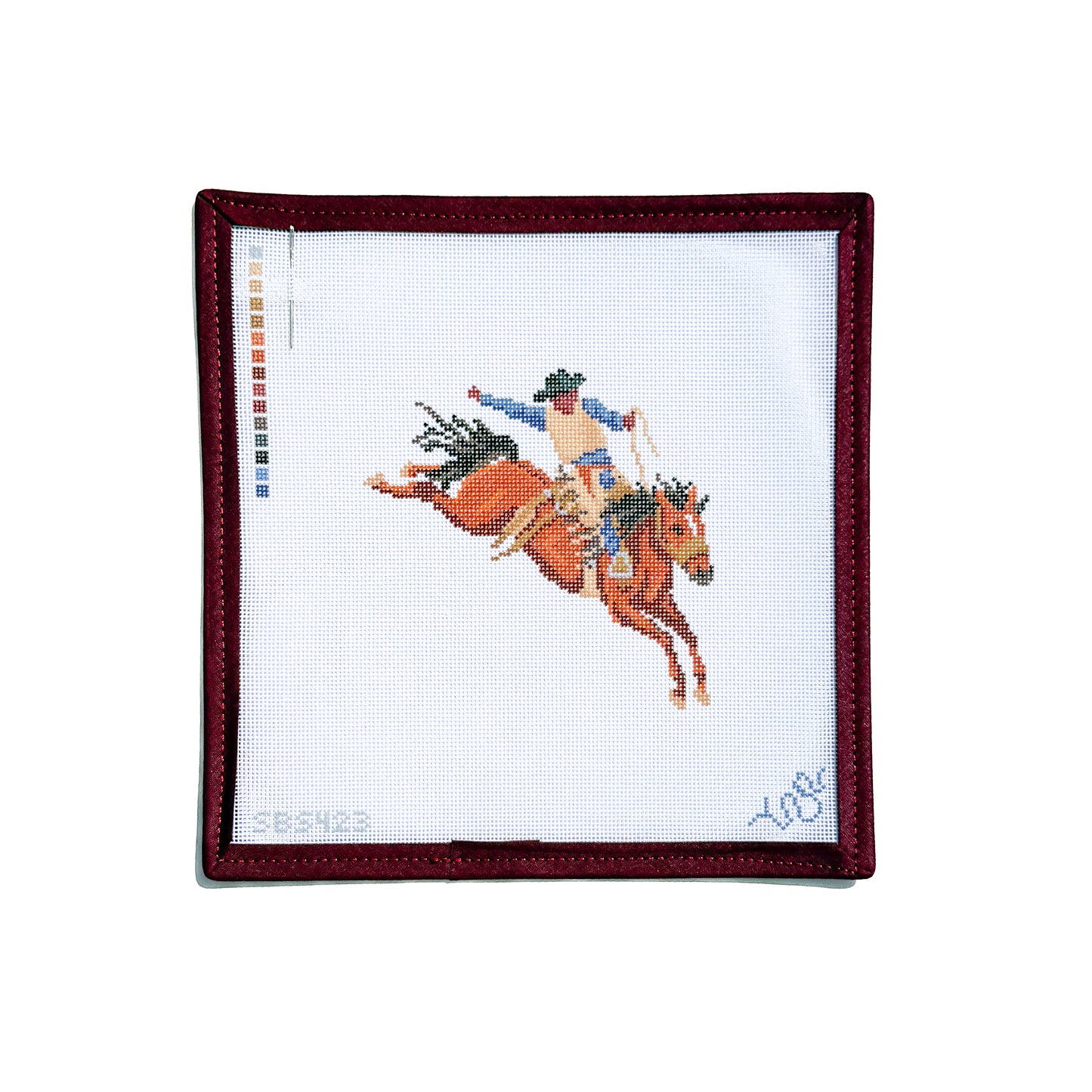 Black Rodeo Bronc Rider Needlepoint Canvas