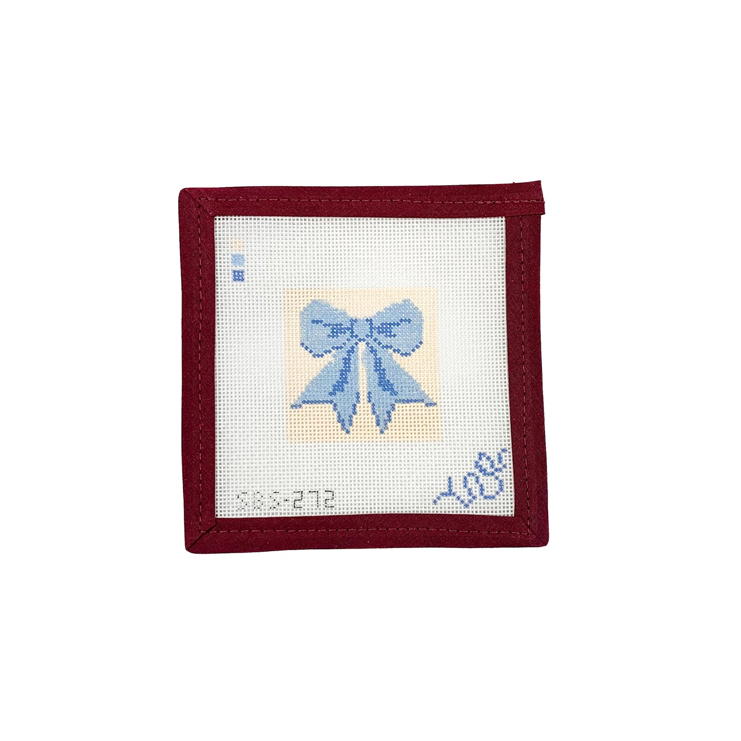 Mini Bow in Blue Needlepoint Canvas