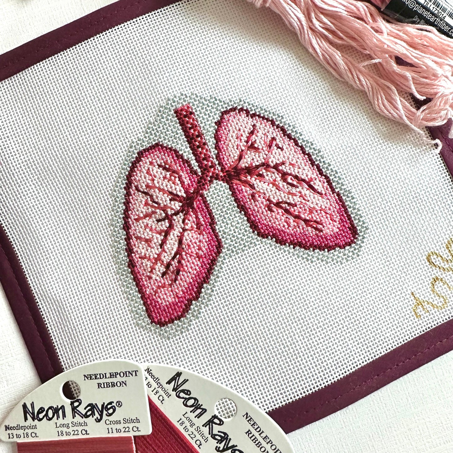 Anatomical Lungs Needlepoint Canvas, Lungs Needlepoint Canvas, Lungs Needlepoint Canvas