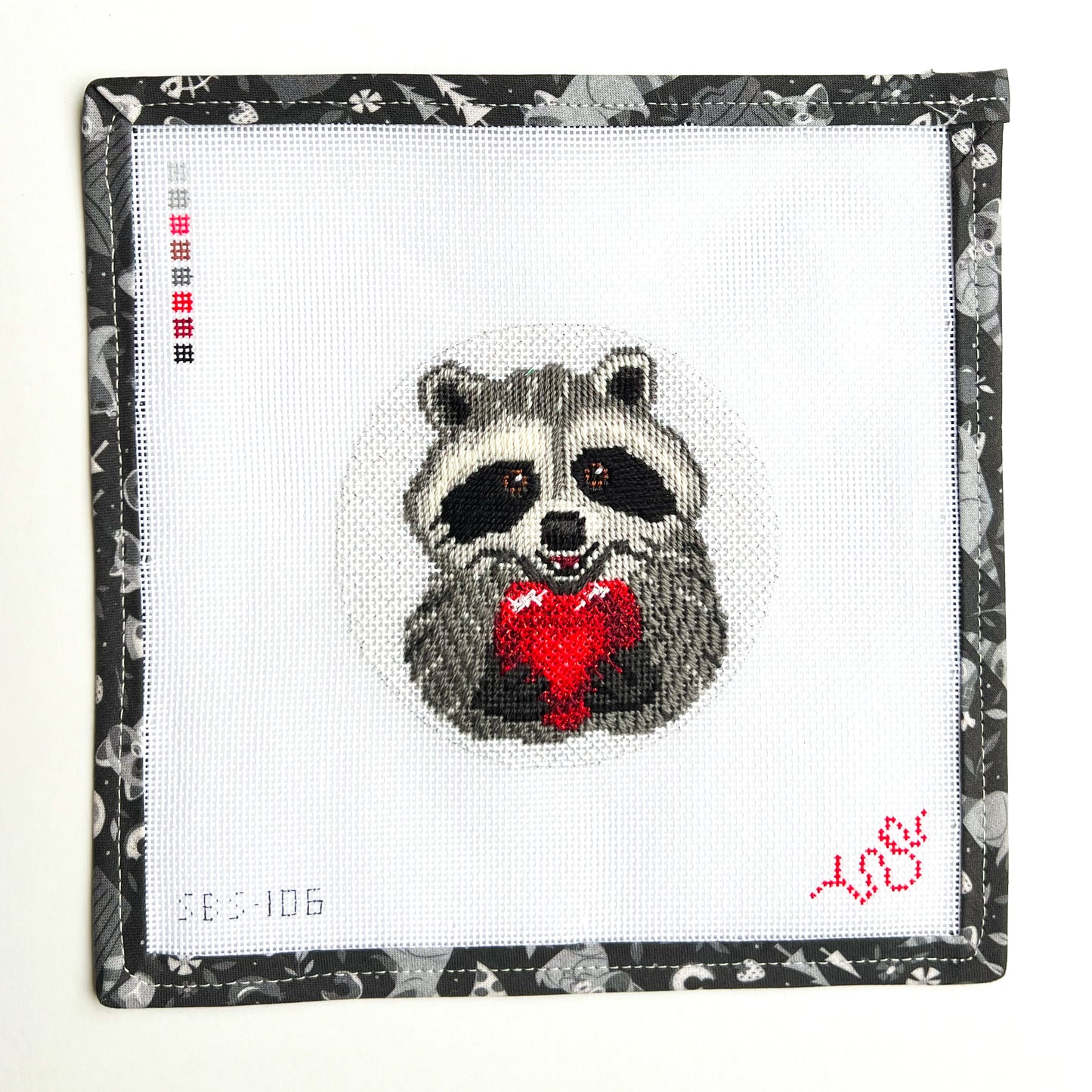 Valentine's Day Raccoon Needlepoint Canvas