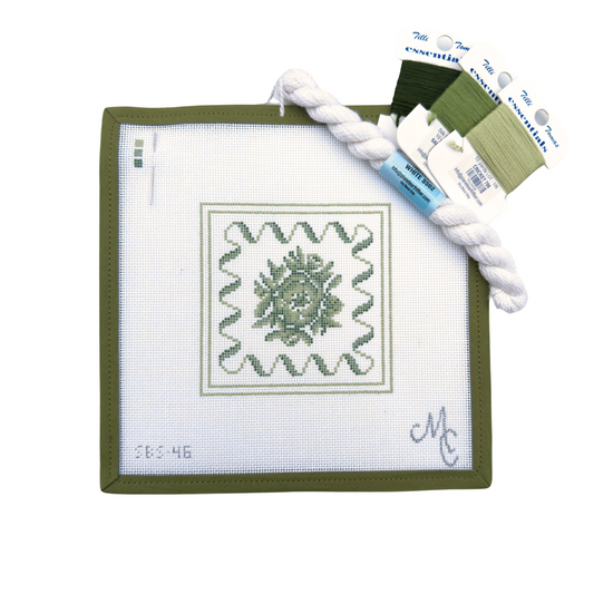 Camelia in Meadow Green Needlepoint Canvas and Threads