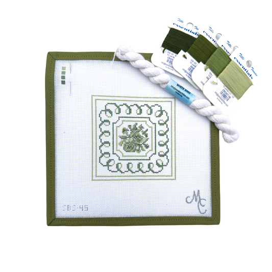 Garden Rose in Meadow Green Needlepoint Canvas and Threads