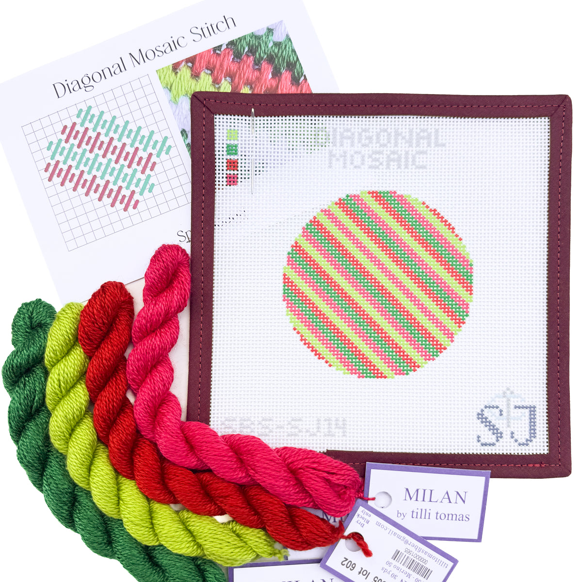 Diagonal Mosaic Stitch Needlepoint Canvas