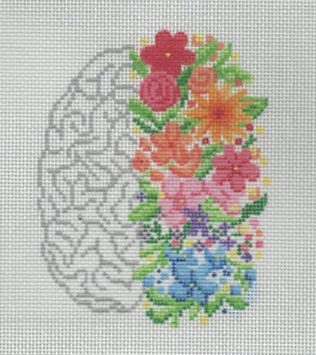 Floral Brain Needlepoint Canvas