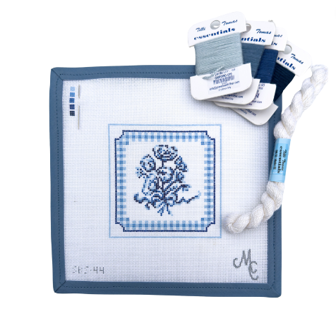 Forget-Me Knot in Indigo Needlepoint Canvas and Threads