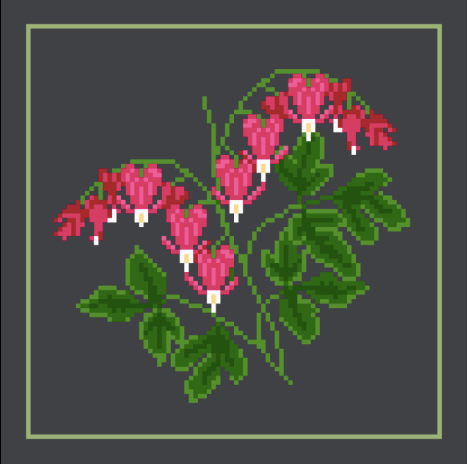 Bleeding Heart Hand Painted Needlepoint Canvas