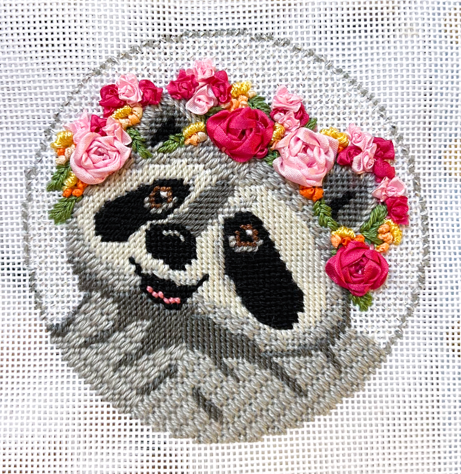 Flower Crown Raccoon "Flora" Canvas + Stitch Guide