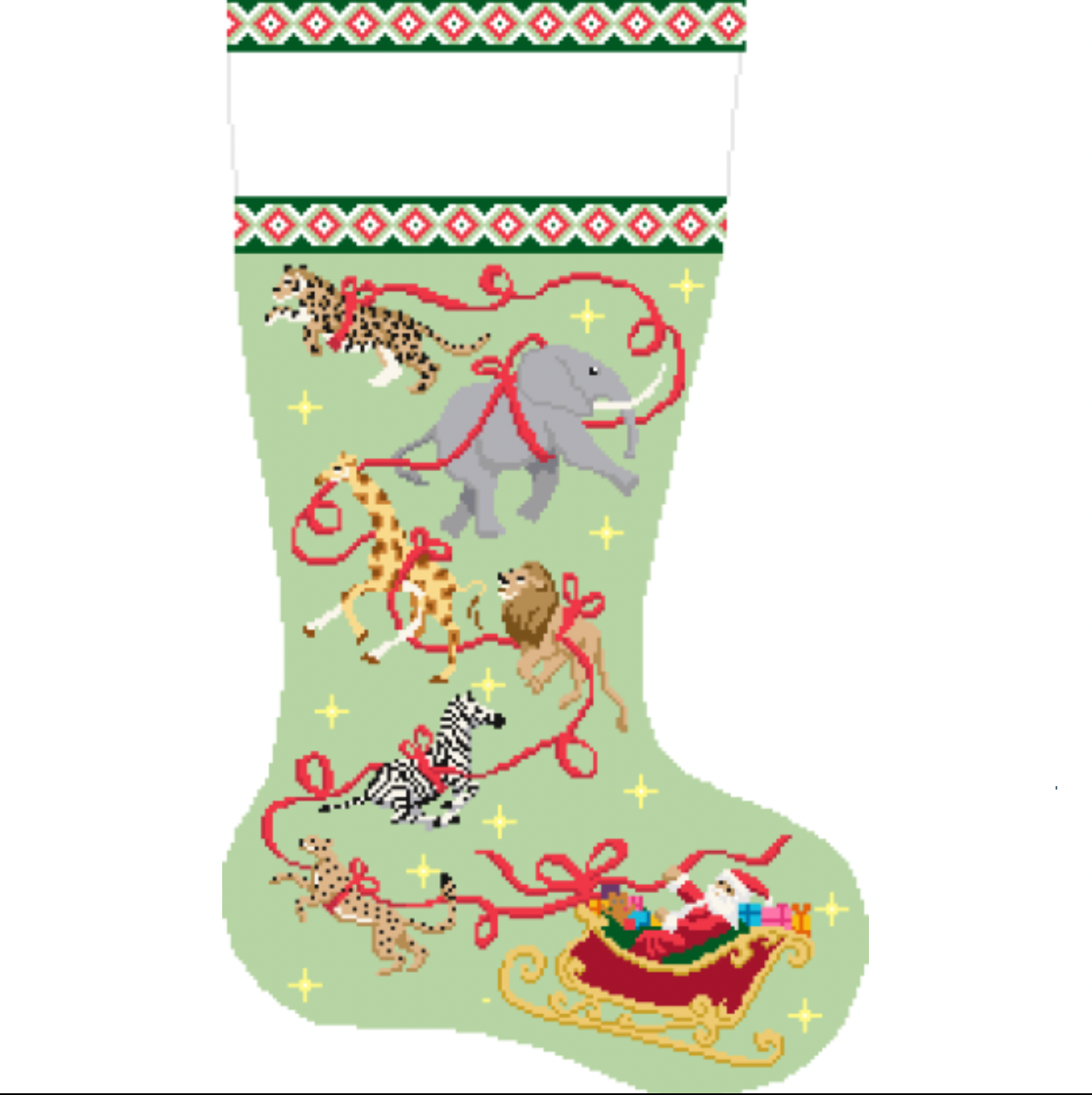Safari Stocking Hand Painted Needlepoint Canvas