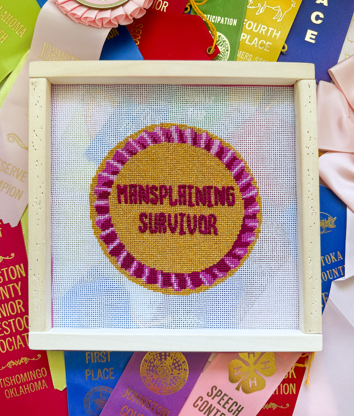 Mansplaining Survivor Hand Painted Needlepoint Canvas