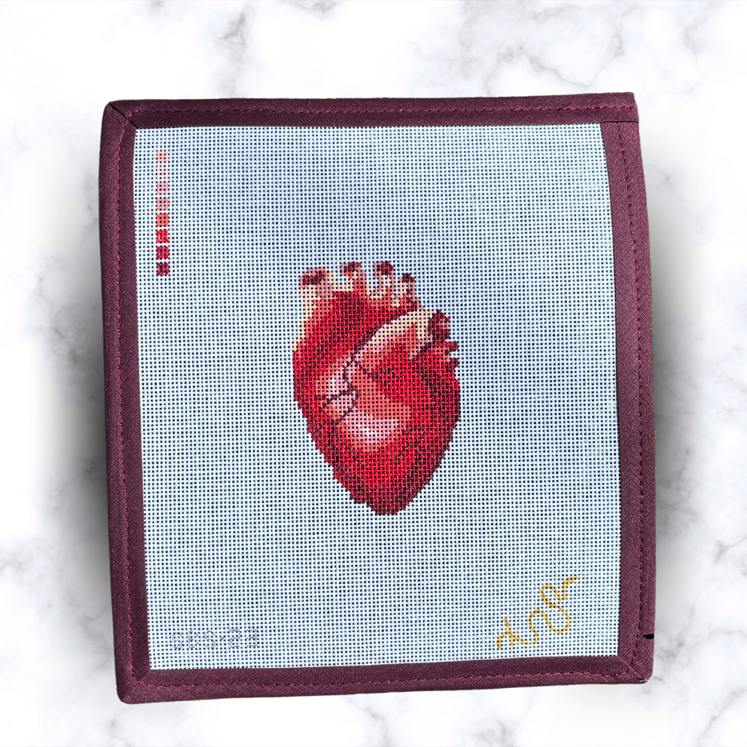 Anatomical Heart Needlepoint Canvas, Heart Needlepoint Canvas