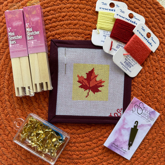 Autumn Maple Leaf Mini Needlepoint Canvas