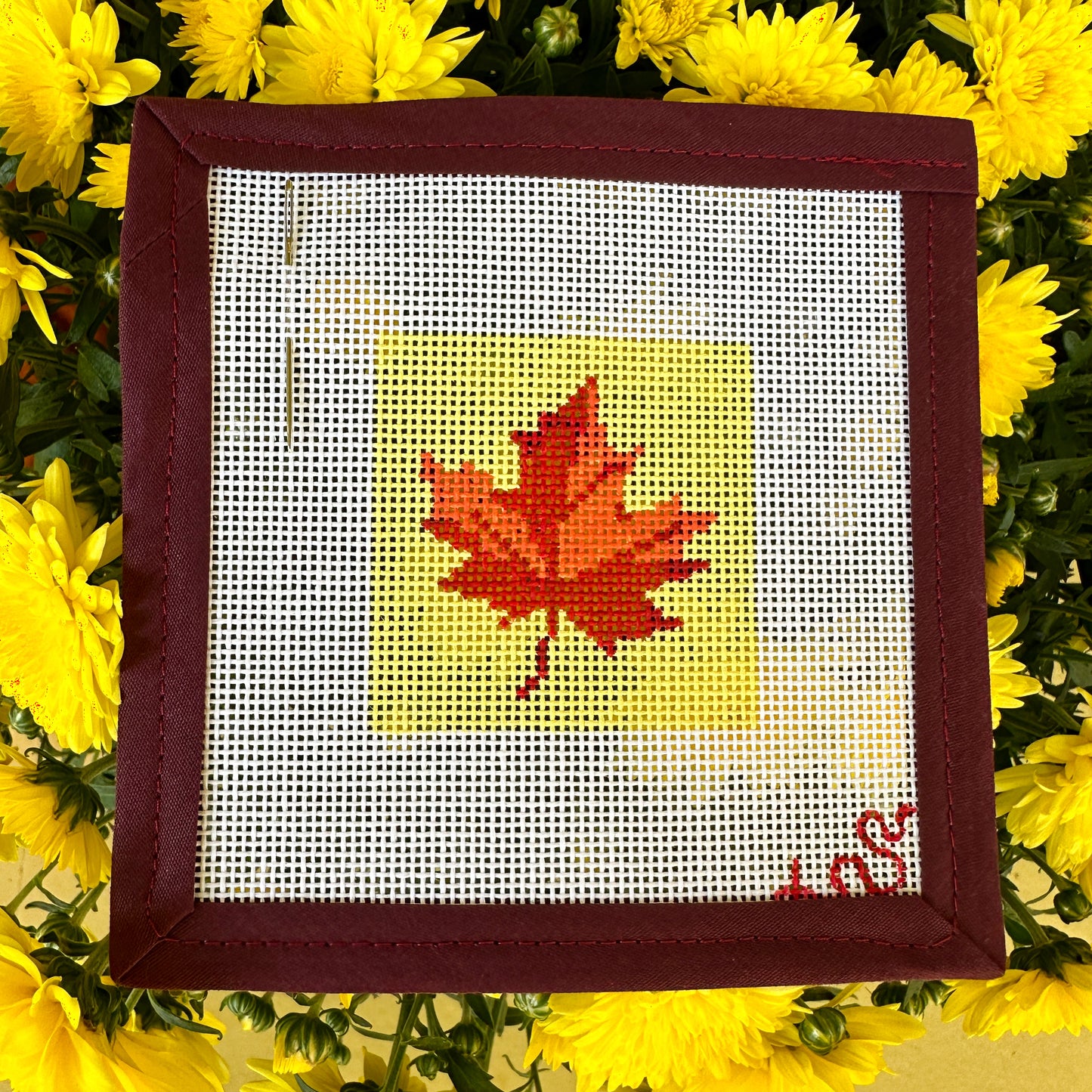 Autumn Maple Leaf Mini Needlepoint Canvas