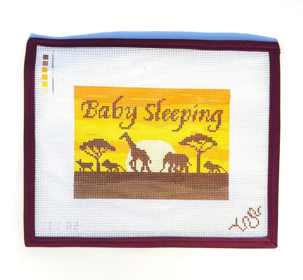 African Savannah "Baby Sleeping" Needlepoint Canvas