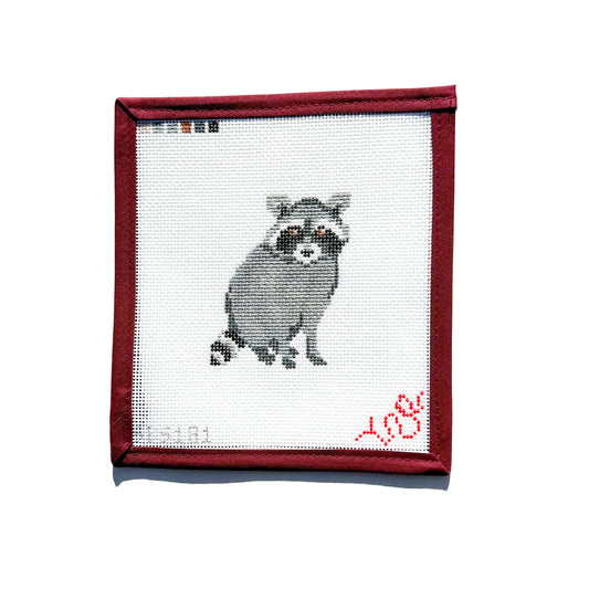 Baby Raccoon Hand Painted Needlepoint Canvas