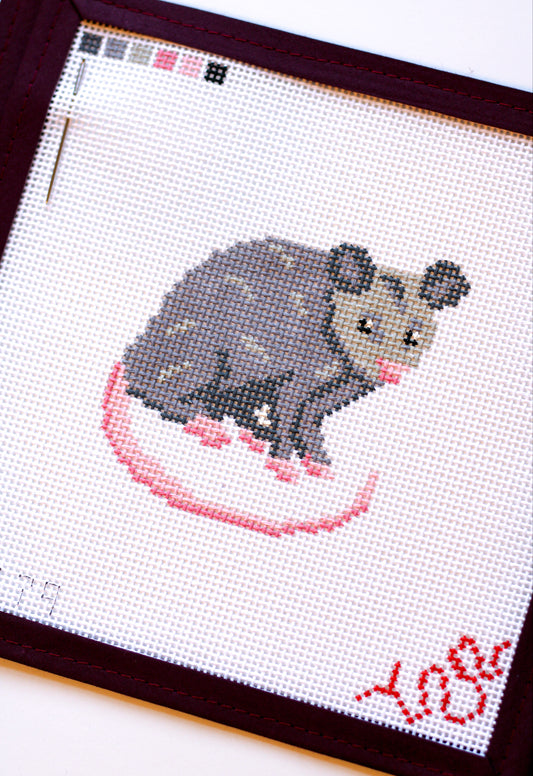 Baby Possum Hand Painted Needlepoint Canvas