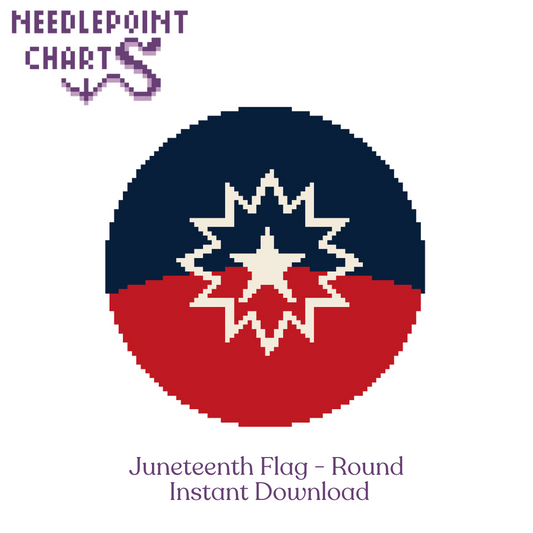 Juneteenth Flag Round Needlepoint Chart - Instant Download
