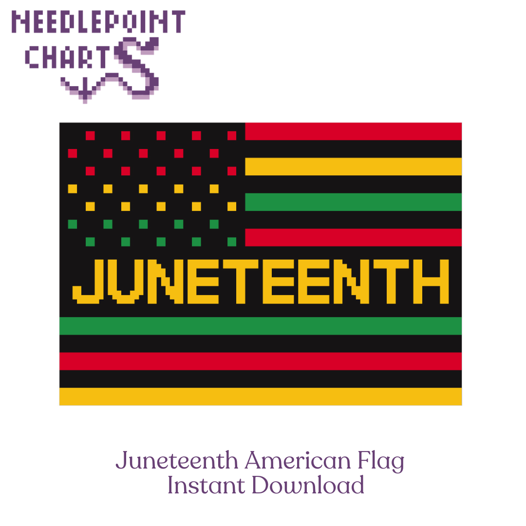 Juneteenth American Flag Needlepoint Chart - Instant Download