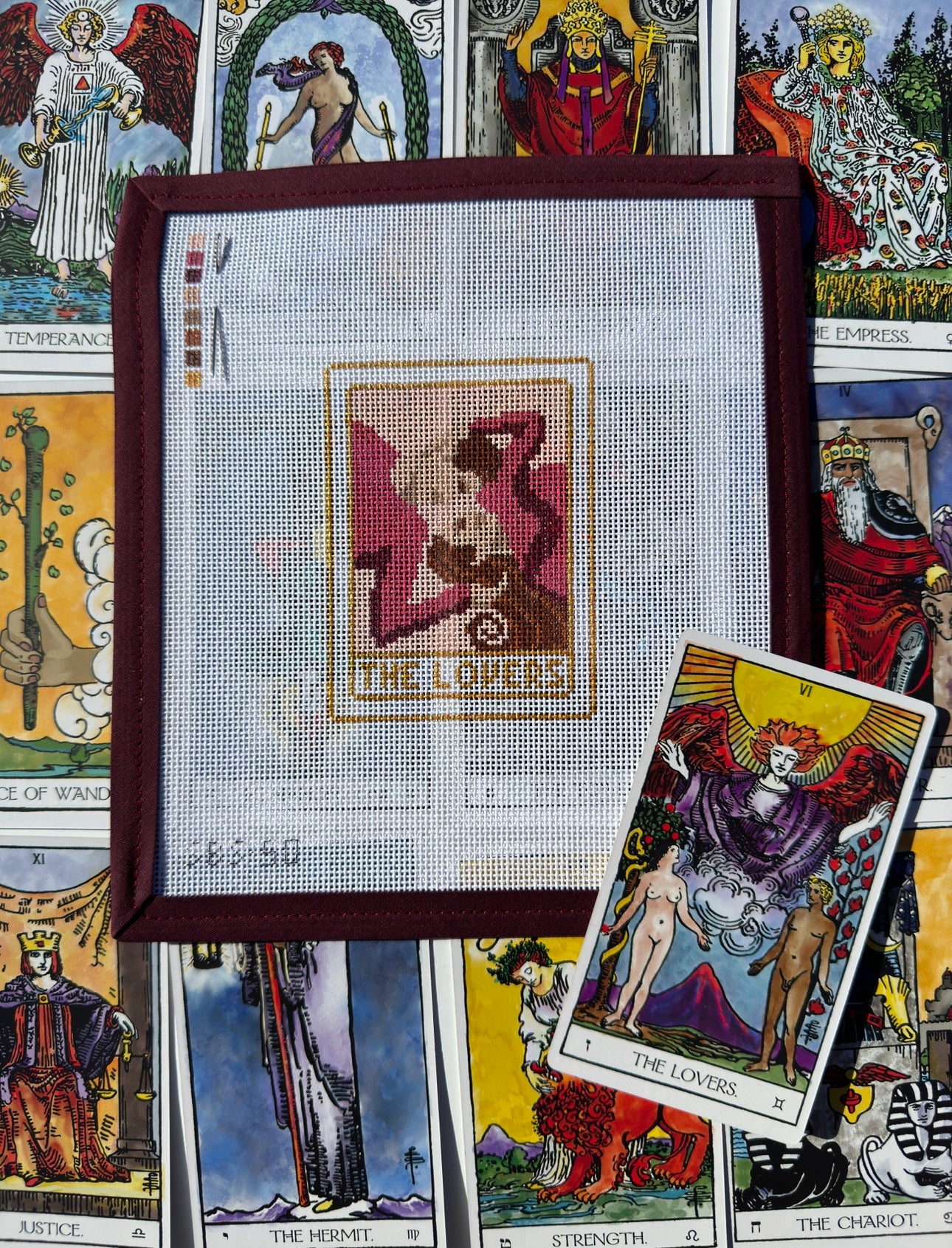 The Lovers Tarot Card Needlepoint Canvas