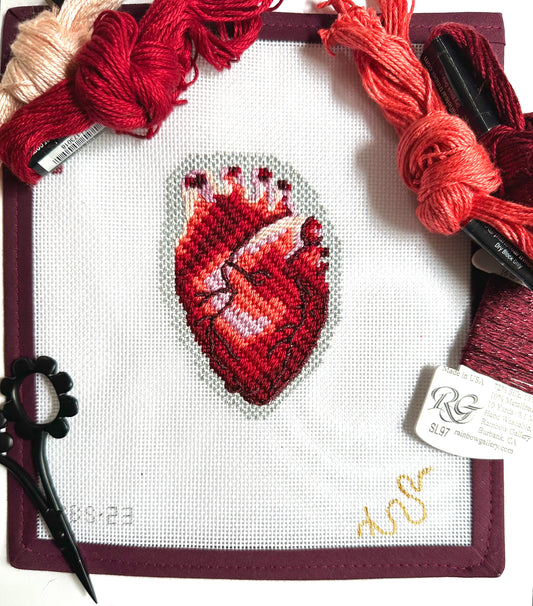 Heart Needlepoint Canvas, Anatomical Heart Needlepoint Canvas