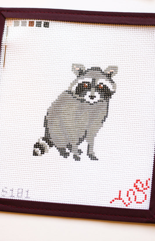 Baby Raccoon Hand Painted Needlepoint Canvas