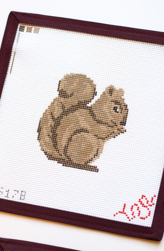 Baby Squirrel Hand Painted Needlepoint Canvas