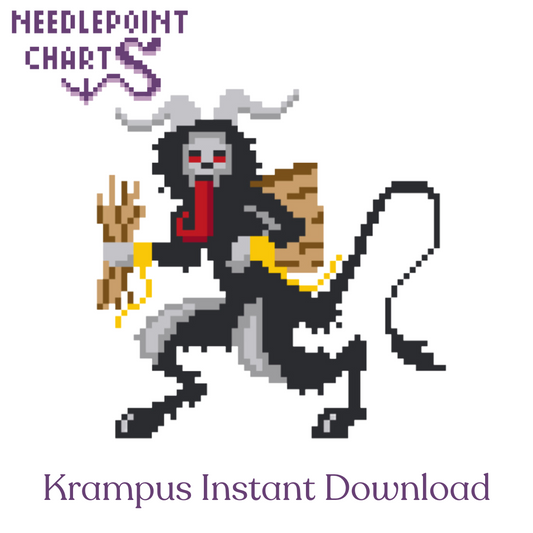 Krampus 4" Round Needlepoint CHART - Instant Download
