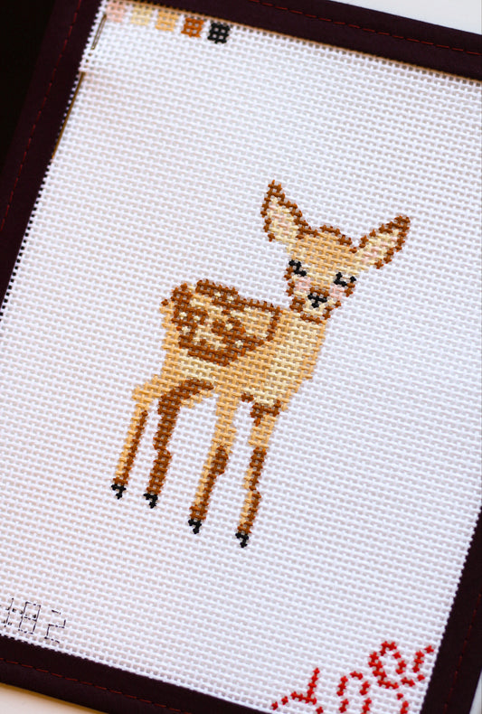 Baby Deer Hand Painted Needlepoint Canvas