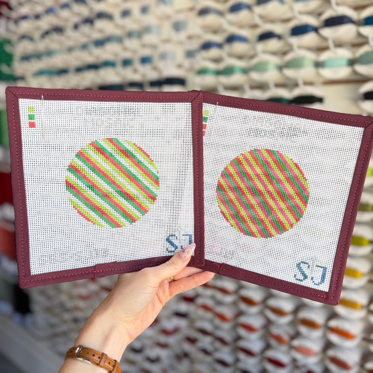 Diagonal Mosaic Stitch Needlepoint Canvas