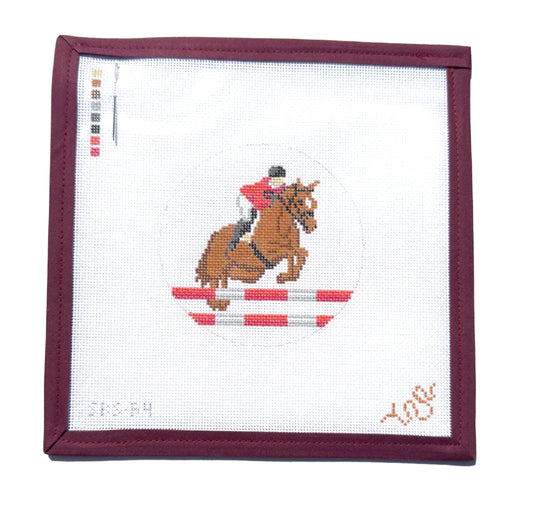 Show Jumper 4" Round Needlepoint Canvas