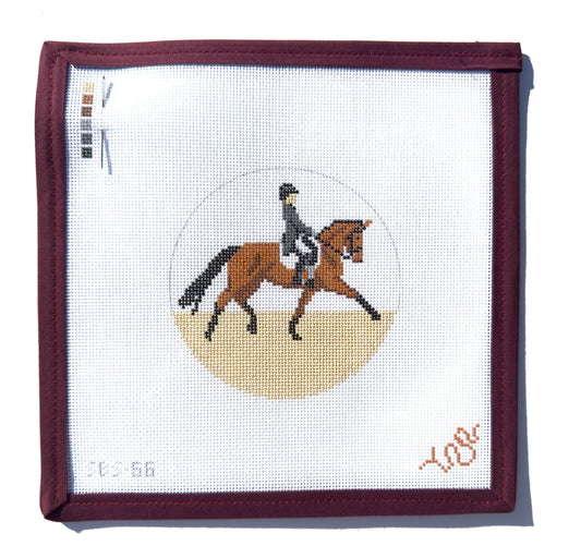 Dressage 4" Round Needlepoint Canvas