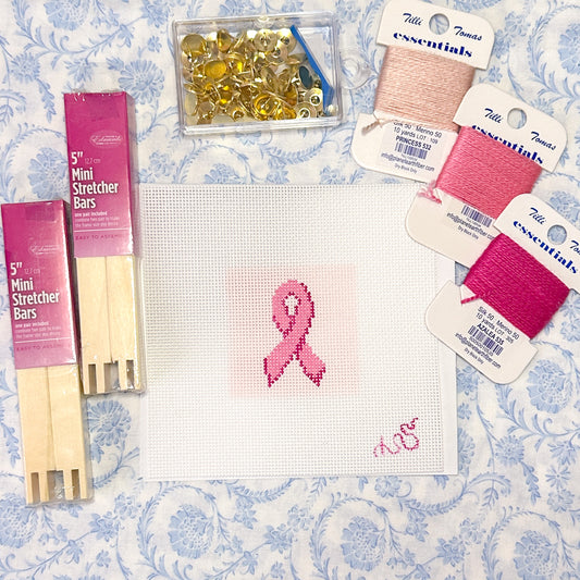 Pink Ribbon for Breast Cancer Awareness Mini Needlepoint Kit