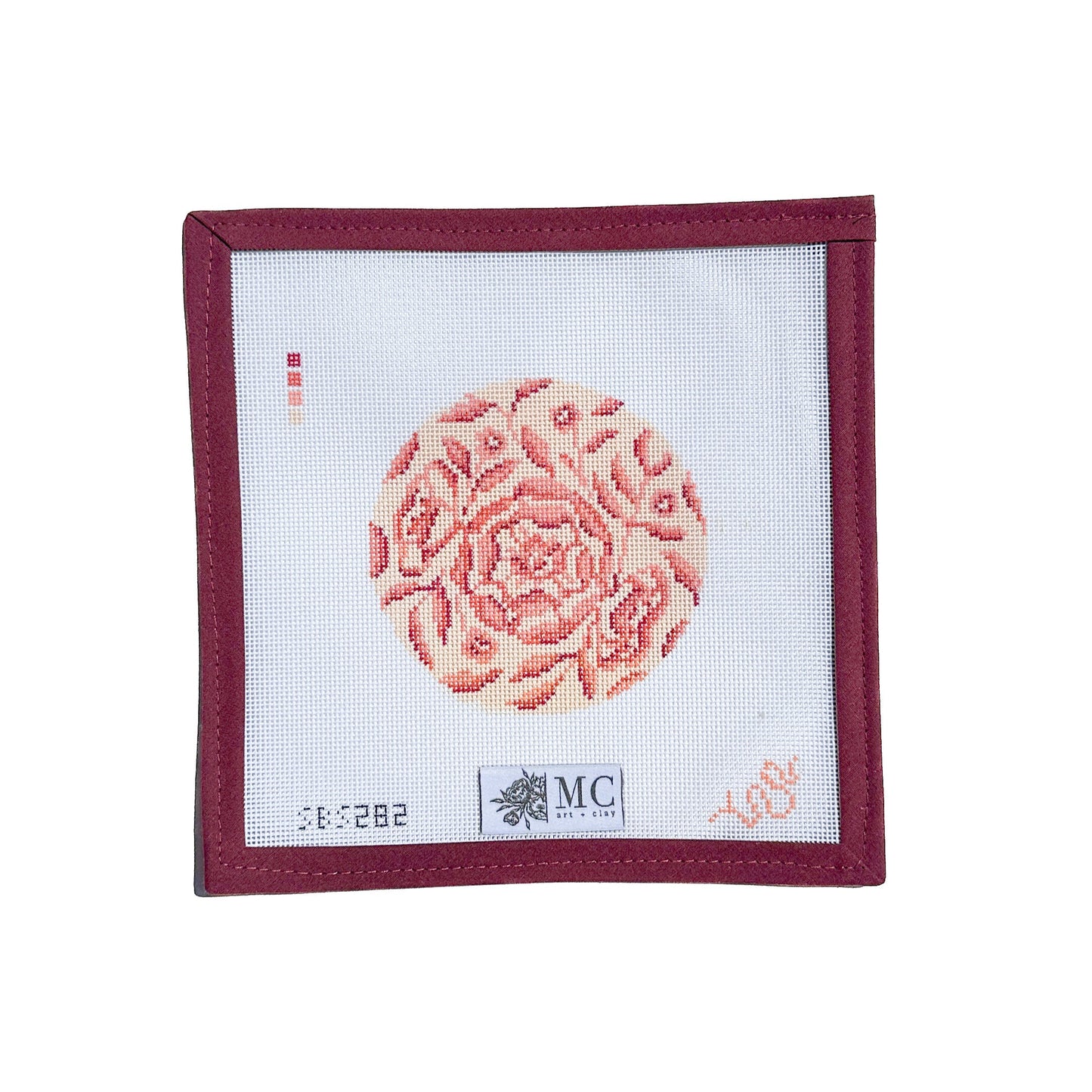 Camelia in Blush 4" Round Needlepoint Canvas